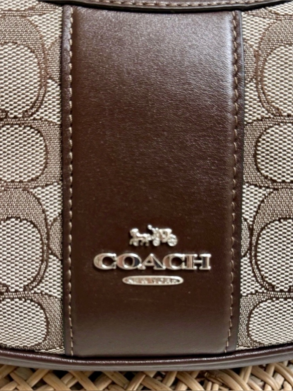 COACH Carmen Mini Signature Jacquard in Oak/Maple - Picture 2 of 8